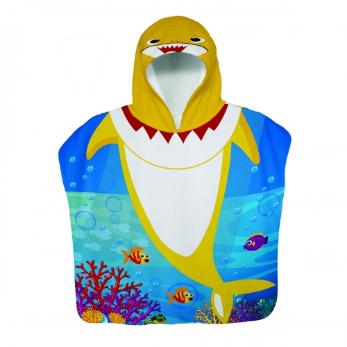 Children's hooded poncho «shark»,4-9 y.old Magnolica