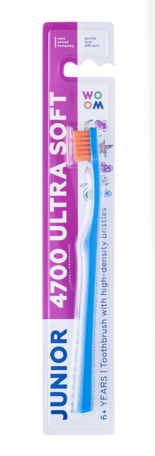 WOOM, Bērnu zobu birste Junior Ultra Soft 4700,ZILA Magnolica