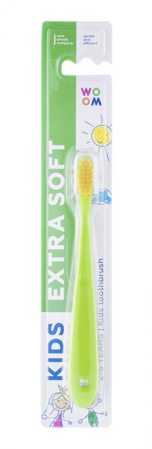 WOOM, Children's toothbrush KIDS EXTra Soft,GREEN Magnolica