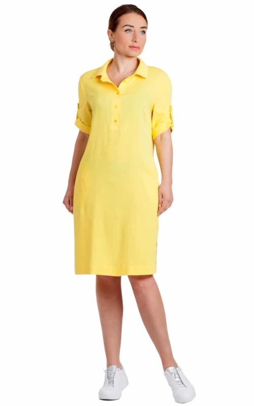 Короткое желтое платье с карманами Magnolica