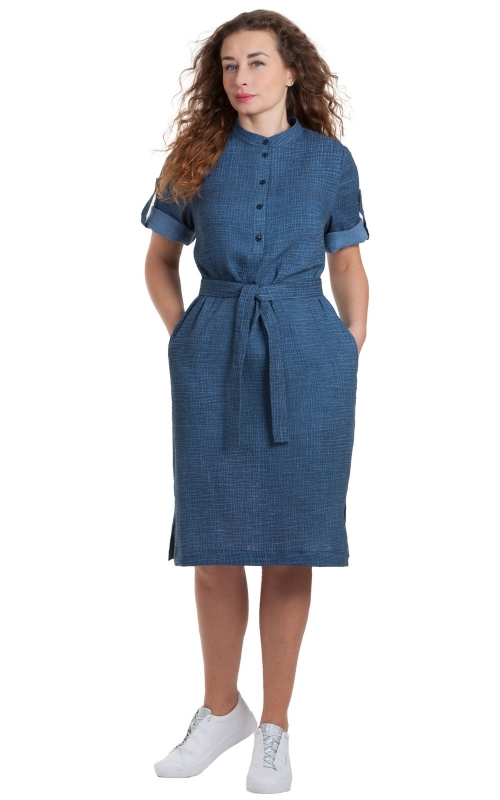 SPRING/SUMMER CASUAL BLUE SHIRT DRESS Magnolica