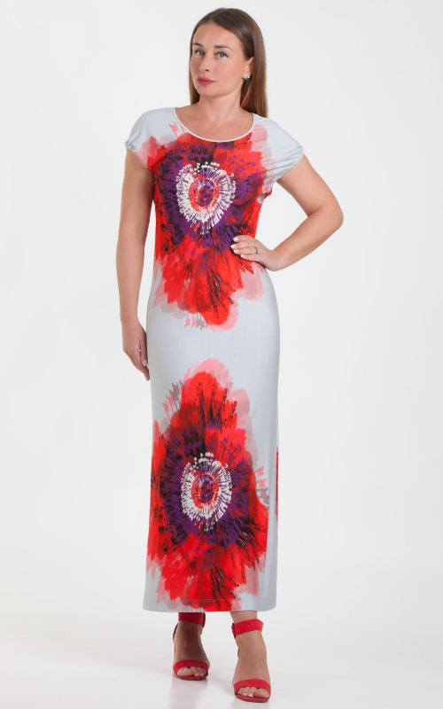 SPRING-SUMMER DRESS WITH AQUARELLE FLORAL PATTERN Magnolica