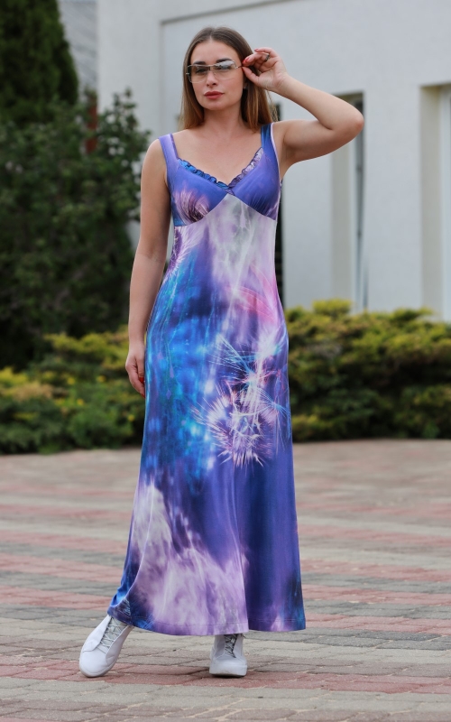 Violeti zila pavasara-vasaras ikdienas kleita Magnolica