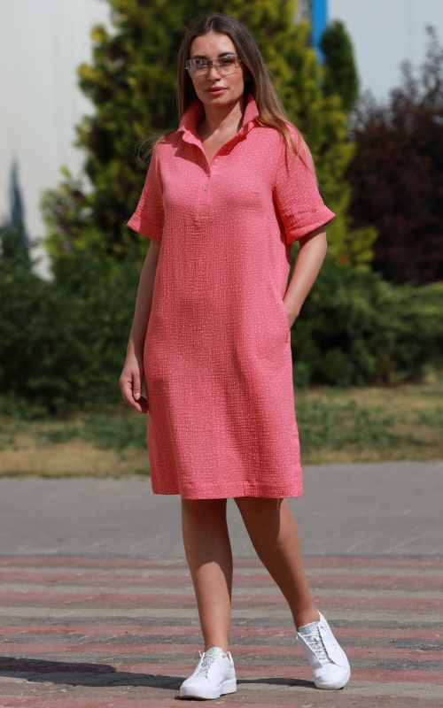 SPRING/SUMMER CASUAL PINK SHIRT DRESS Magnolica