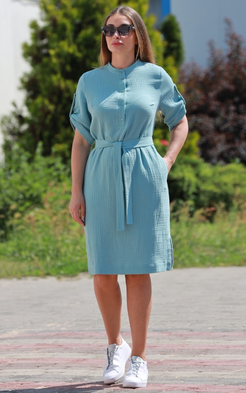 SPRING/SUMMER CASUAL blue SHIRT DRESS Magnolica