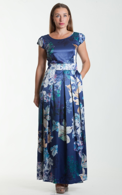 Zila pavasara- vasaras kleita  Magnolica