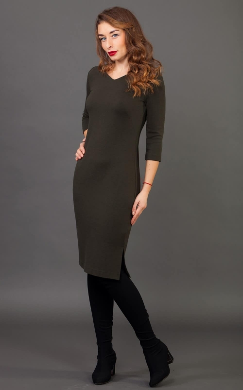 Office Cocktail Dress In Olive Magnolica