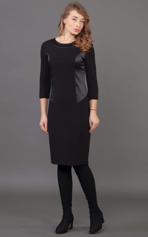 Black Cocktail Office Dress With Sleeves Magnolica