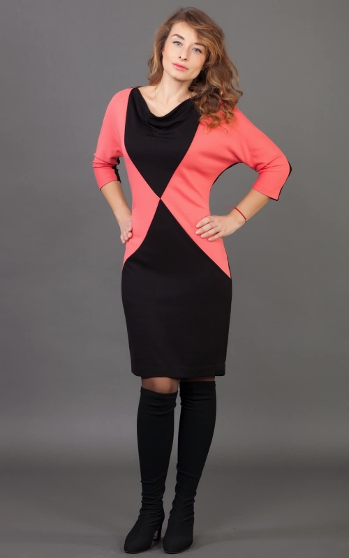 Pink Block-coloured Office Cocktail Dress Magnolica