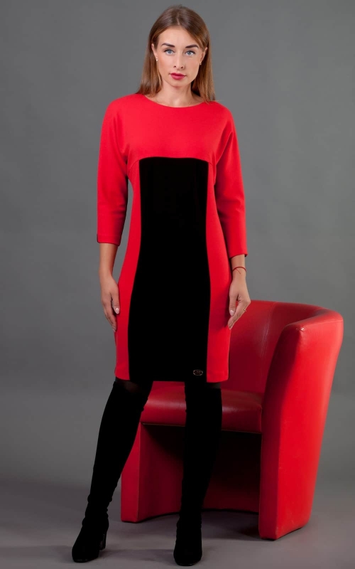 Платье повседневное офисное красного цвета Magnolica