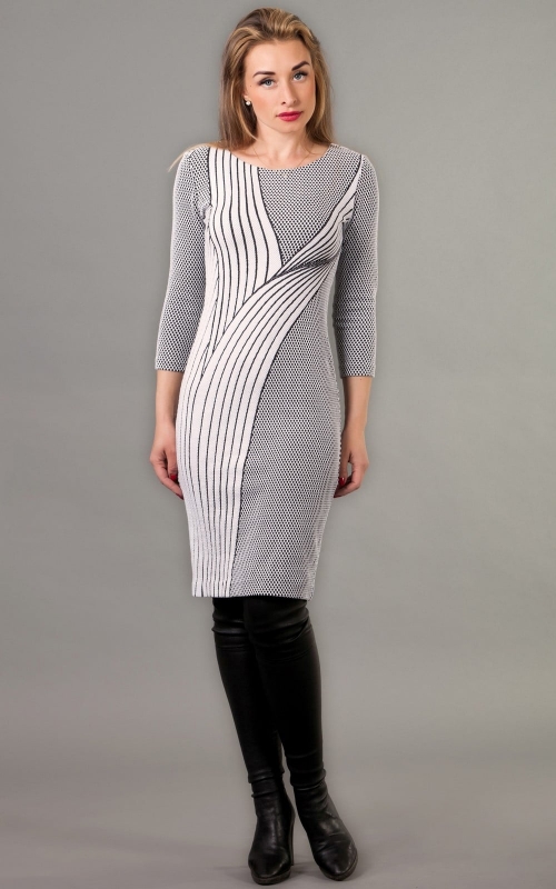 Grey Casual Office Dress With Designer Print Magnolica