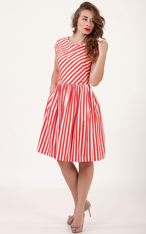 Red Stripe Medium Spring And Summer Dress Magnolica