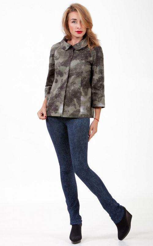 Grey Jacquard Jacket With Camouflage Pattern Magnolica