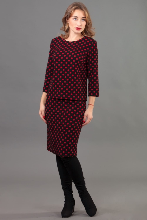 Casual Red Polka Dot Office Suit Magnolica