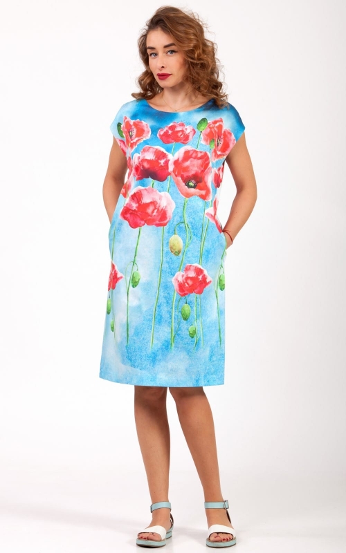 Debesu zila pavasara- vasaras ikdienas kleita Magnolica