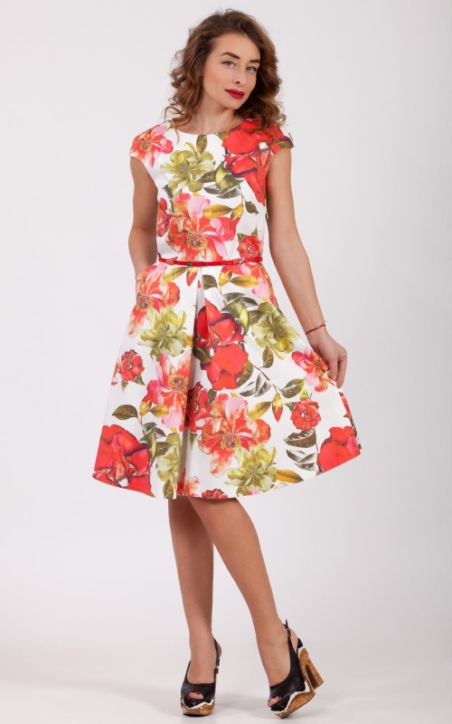 Платье весенне-летнее повседневное красное Magnolica