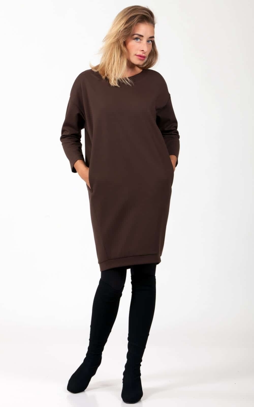 Casual Brown Office Dress Magnolica