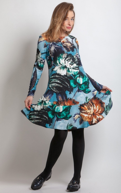 Debesu zila pavasara-vasaras ikdienas kleita Magnolica