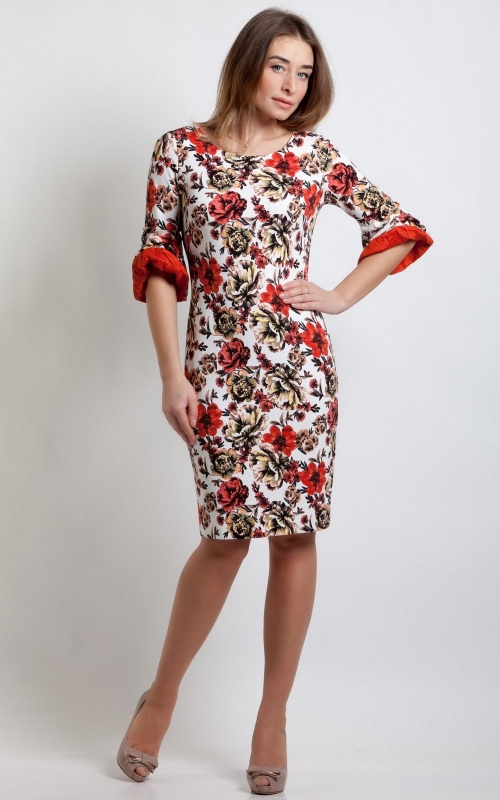 Sarkana pavasara-vasaras kleita Magnolica