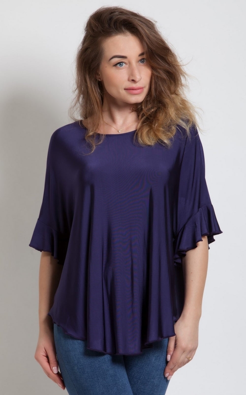 Blue Flared Womens Blouse Magnolica