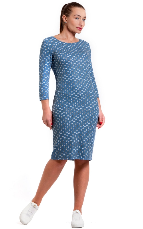 Midsummer Blue Diagonal Print Dress Magnolica