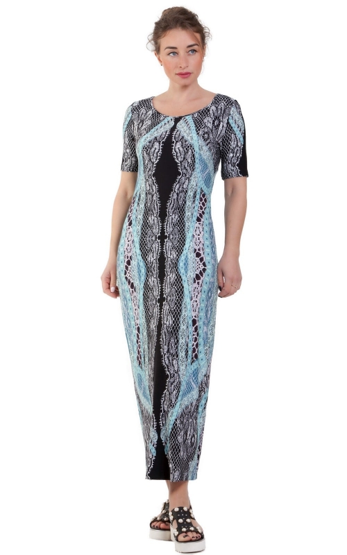 Платье весенне-летнее бирюзовое с ажурным узором Magnolica