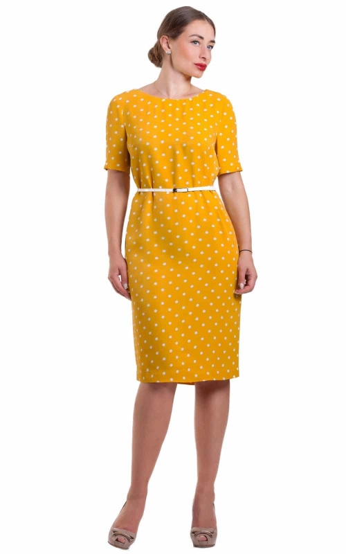 Spring-Summer Yellow Dress With White Polka Dots Magnolica