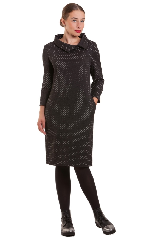 Casual Black Polka Dot Casual Office Dress Magnolica