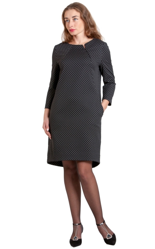 Black Polka Dot Office Dress Magnolica