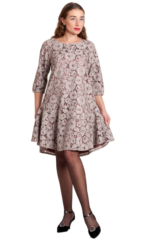 Lace Evening Dress Beige Magnolica