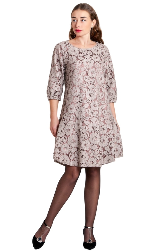 Lace Evening Dress Beige Magnolica
