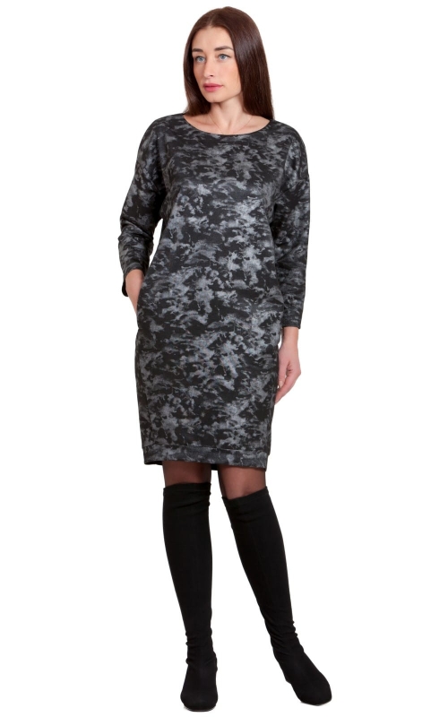 Grey Casual Office Dress With Camouflage Print Magnolica