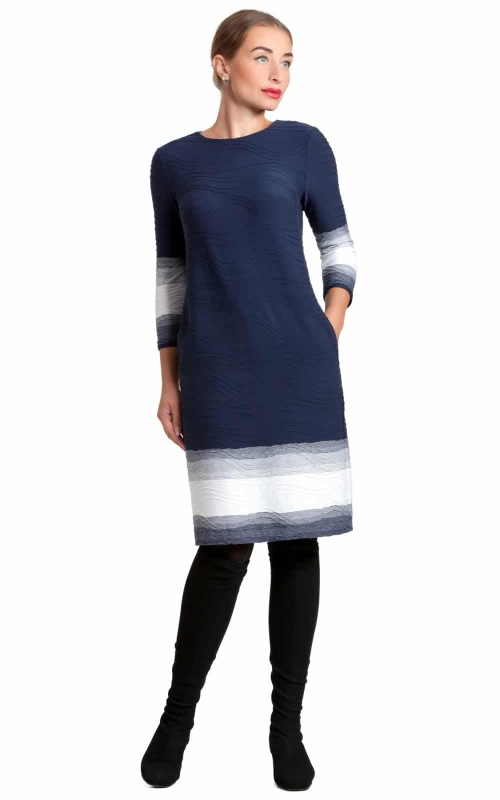 Blue Office Dress With Textured Weave Magnolica