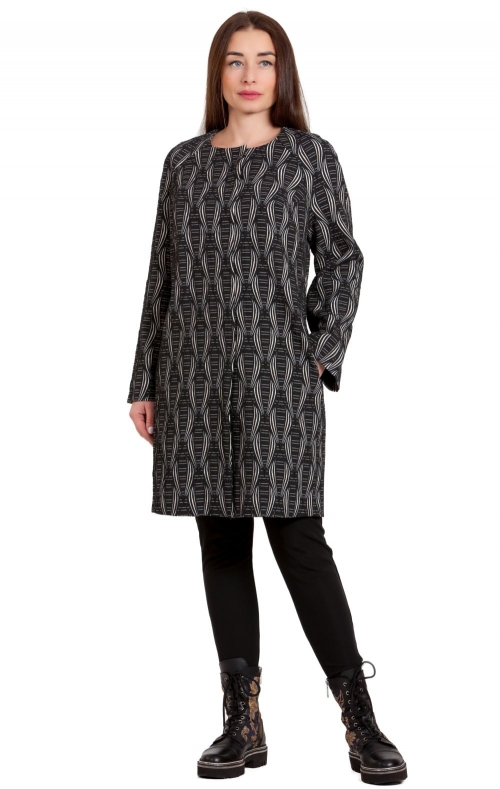 Dark Grey Summer Coat With Abstract Patterns Magnolica