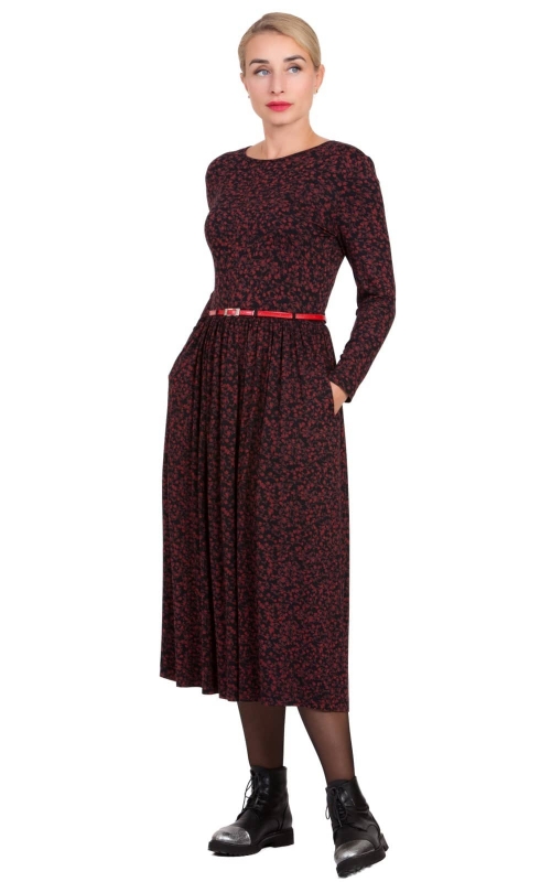 Casual Red Patterned Casual Dress Magnolica
