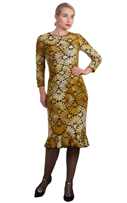 Платье нарядное коктейльное желтое Magnolica