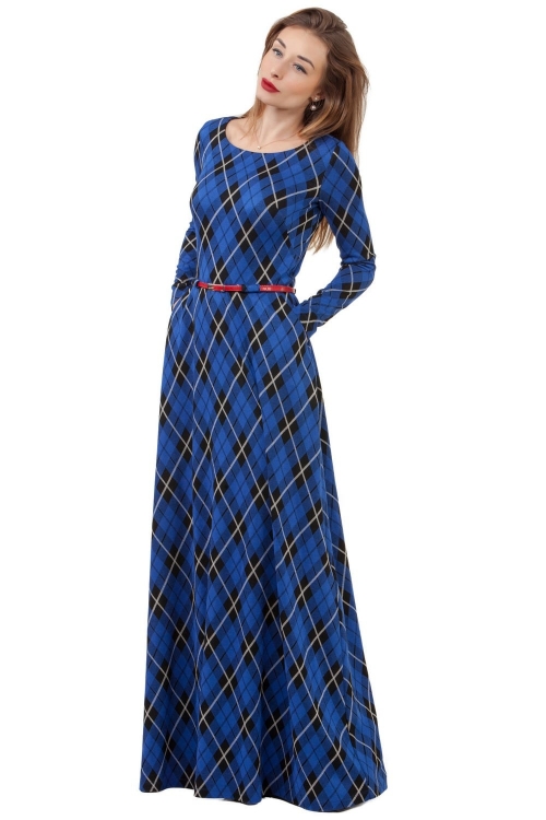 Длинное повседневное платье синее Magnolica
