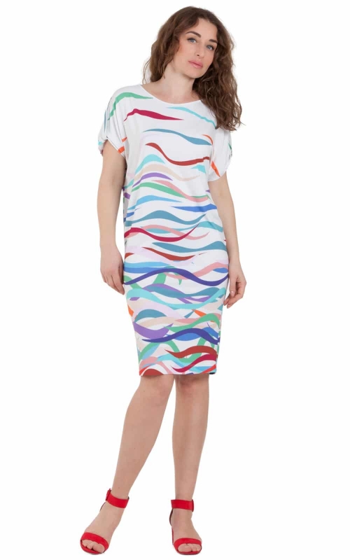 Light summer dress with wavy multicolor print Magnolica
