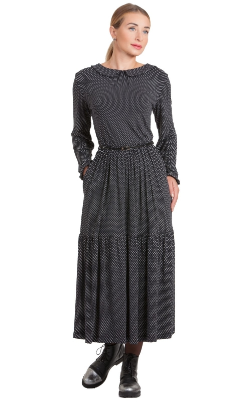 BLACK Elegant maxi dress  WITH POCKETS Magnolica