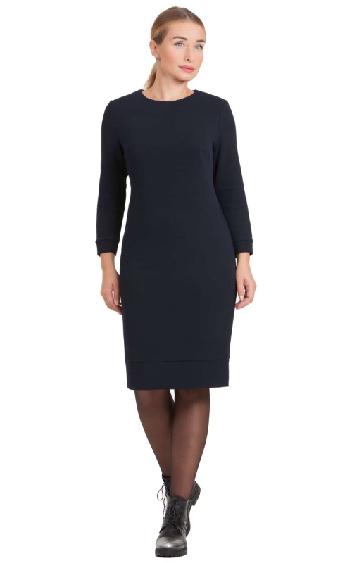 COMFORTABLE OFFICE JERSEY  DRESS WITH POCKETS IN blue coloUr Magnolica