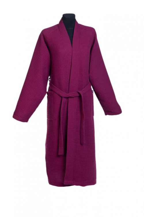 Long waffle robe WITH BELT IN Burgundy COLOUR Magnolica
