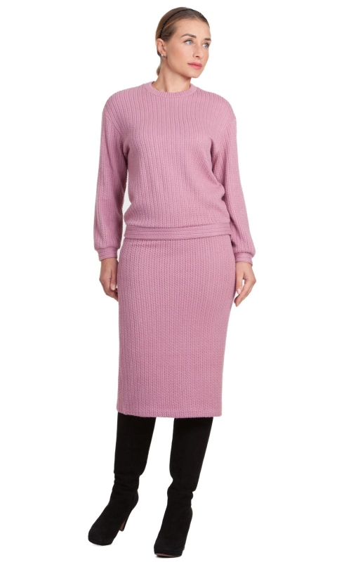 COZY imitation HAND-KNITTED SUIT in pink colour Magnolica