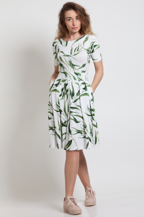Spring-Summer WHITE MIDI Dress SHERON Magnolica