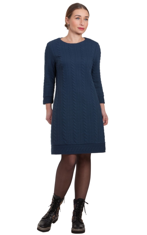 A-LINE CASUAL WARM OFFICE TUNIC-DRESS IN blue color Magnolica