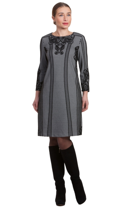 EVENING jersey DRESS from textured jacquard WITH POCKETS  Magnolica
