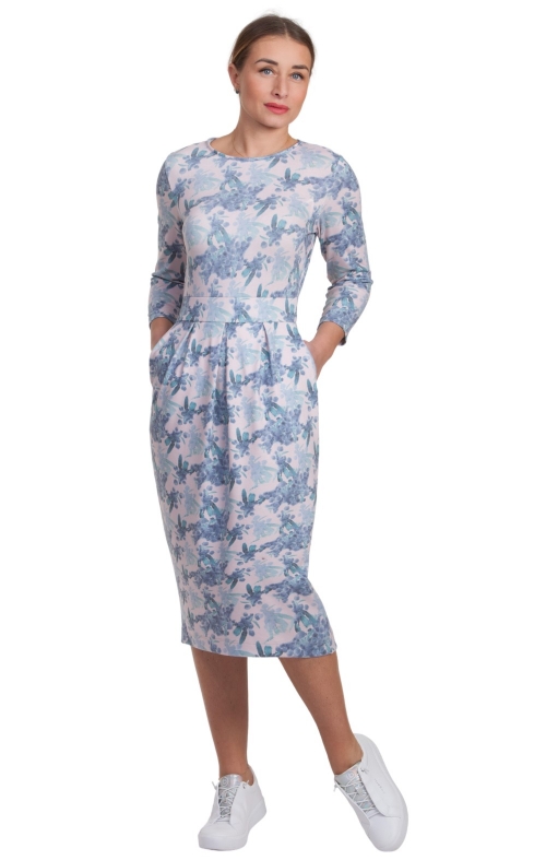 spring jersey midi dress from soft silk canvas Magnolica