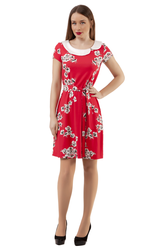 Платье весенне-летнее повседневное цвета красного апельсина Magnolica