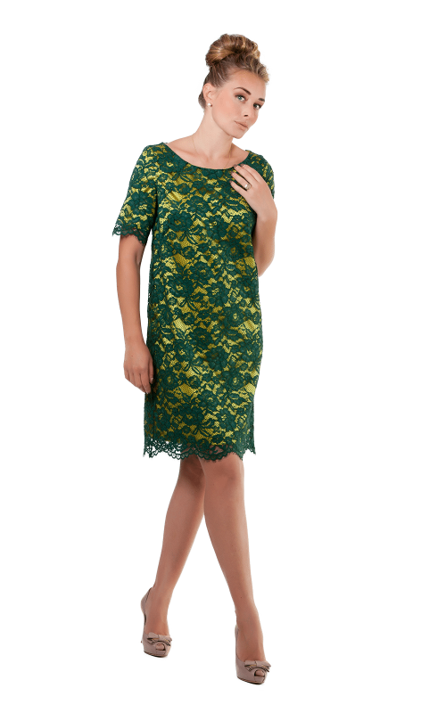 Green Lace Evening Cocktail Dress Magnolica