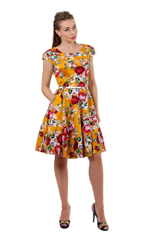 Платье весенне-летнее повседневное апельсинового цвета Magnolica